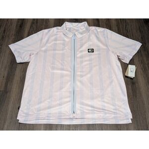 NWT Nike Men's Pink Striped Zip‎ Up Mesh Polo. Size Large-Tall DX0342-664